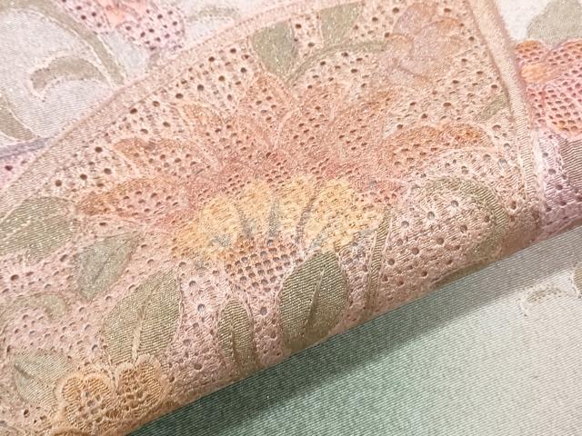 平和屋着物●中国三大刺繍　スワトウ刺繍　総刺繍　訪問着　地紙草花文　暈し染め　金彩　正絹　逸品　CABI1470th