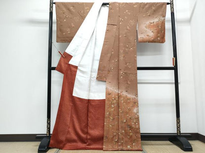 平和屋着物●訪問着　草花文　暈し染め　金彩　正絹　逸品　CABI1472th