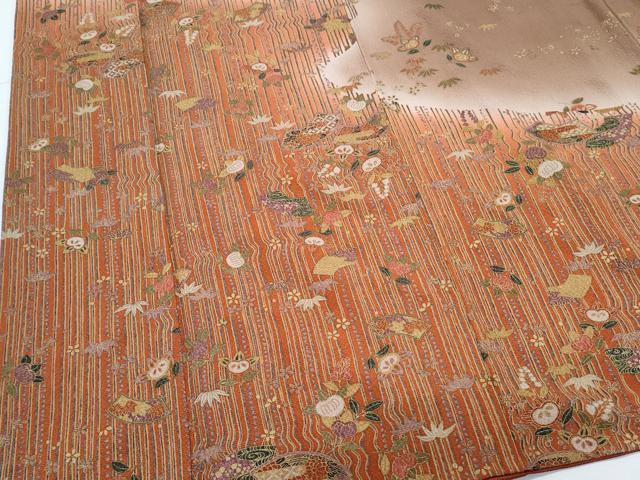 平和屋着物●訪問着　草花文　暈し染め　金彩　正絹　逸品　CABI1472th