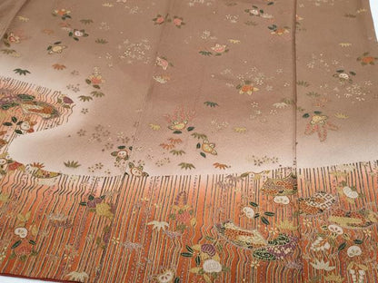 平和屋着物●訪問着　草花文　暈し染め　金彩　正絹　逸品　CABI1472th