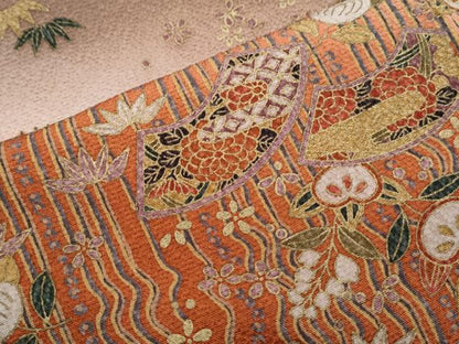平和屋着物●訪問着　草花文　暈し染め　金彩　正絹　逸品　CABI1472th