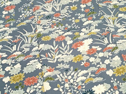 平和屋着物●訪問着　草花文　鬼しぼ縮緬　正絹　逸品　CABI1477th
