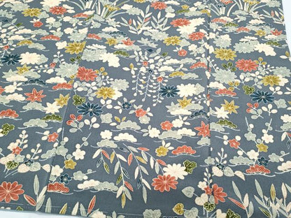 平和屋着物●訪問着　草花文　鬼しぼ縮緬　正絹　逸品　CABI1477th