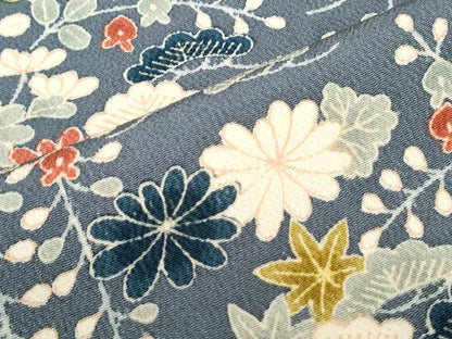 平和屋着物●訪問着　草花文　鬼しぼ縮緬　正絹　逸品　CABI1477th