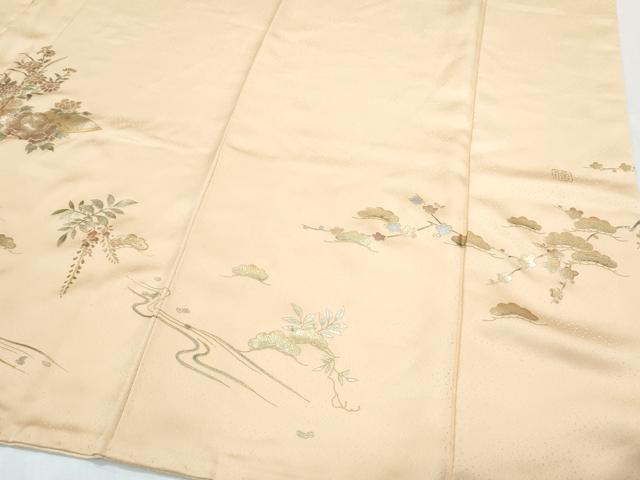平和屋着物●訪問着　扇面花蝶文　暈し染め　金銀彩　正絹　逸品　未使用　CABI1480th
