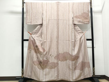 平和屋着物●訪問着　相良刺繍　雲取り花文　暈し染め　金彩　正絹　逸品　CABI1481th