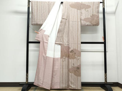 平和屋着物●訪問着　相良刺繍　雲取り花文　暈し染め　金彩　正絹　逸品　CABI1481th
