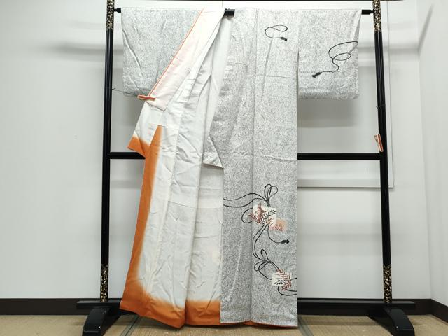 平和屋着物●訪問着　破れ色紙花鳥文　たたき染め　正絹　逸品　CABI1482th