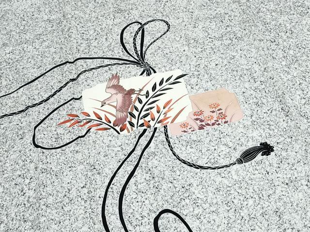 平和屋着物●訪問着　破れ色紙花鳥文　たたき染め　正絹　逸品　CABI1482th