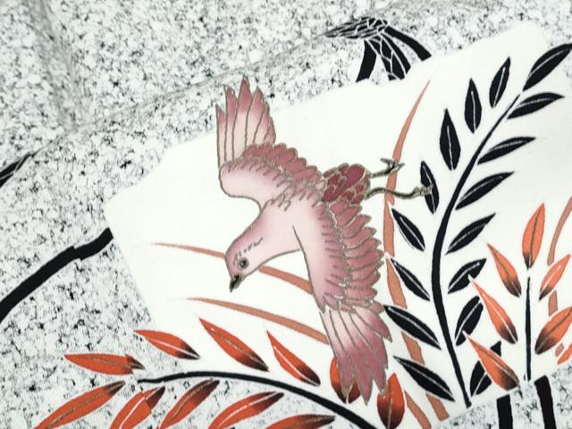 平和屋着物●訪問着　破れ色紙花鳥文　たたき染め　正絹　逸品　CABI1482th