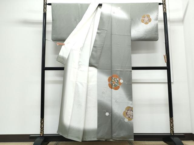 平和屋着物●訪問着　駒刺繍　宝尽くし花文　暈し染め　金彩　正絹　逸品　CABI1483th