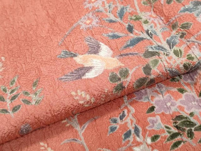 平和屋着物●訪問着　絞り　流水籬花鳥文　暈し染め　正絹　逸品　CABI1484th