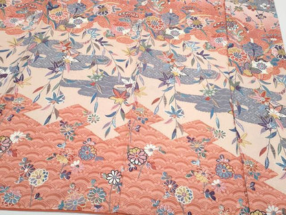 平和屋着物●訪問着　草花文　暈し染め　金彩　正絹　逸品　CABI1486th