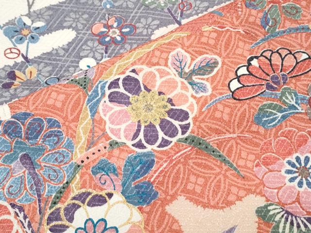 平和屋着物●訪問着　草花文　暈し染め　金彩　正絹　逸品　CABI1486th