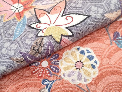 平和屋着物●訪問着　草花文　暈し染め　金彩　正絹　逸品　CABI1486th