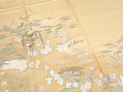 平和屋着物●訪問着　総刺繍　鉾　人物風景文　暈し染め　正絹　逸品　CABI1488th