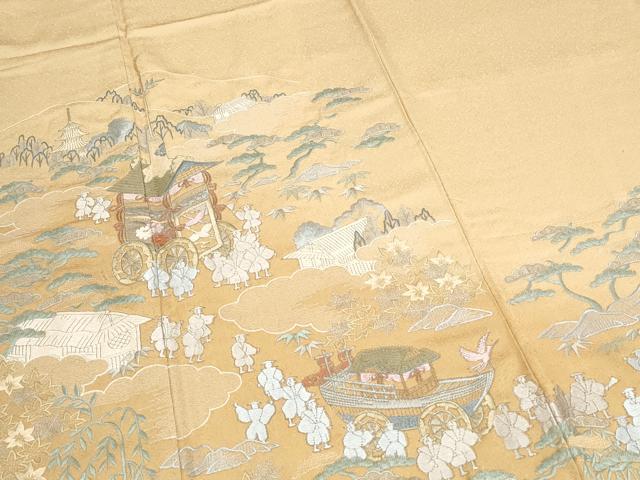 平和屋着物●訪問着　総刺繍　鉾　人物風景文　暈し染め　正絹　逸品　CABI1488th