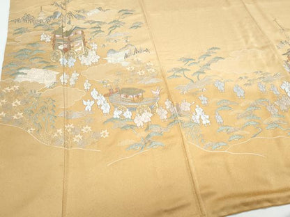 平和屋着物●訪問着　総刺繍　鉾　人物風景文　暈し染め　正絹　逸品　CABI1488th