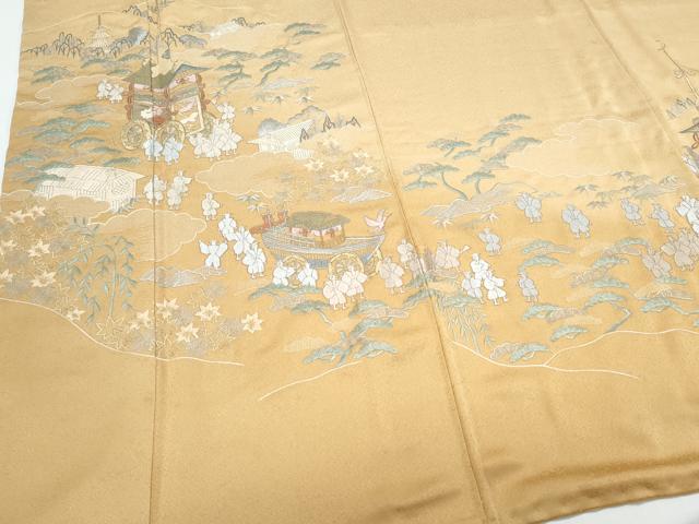 平和屋着物●訪問着　総刺繍　鉾　人物風景文　暈し染め　正絹　逸品　CABI1488th