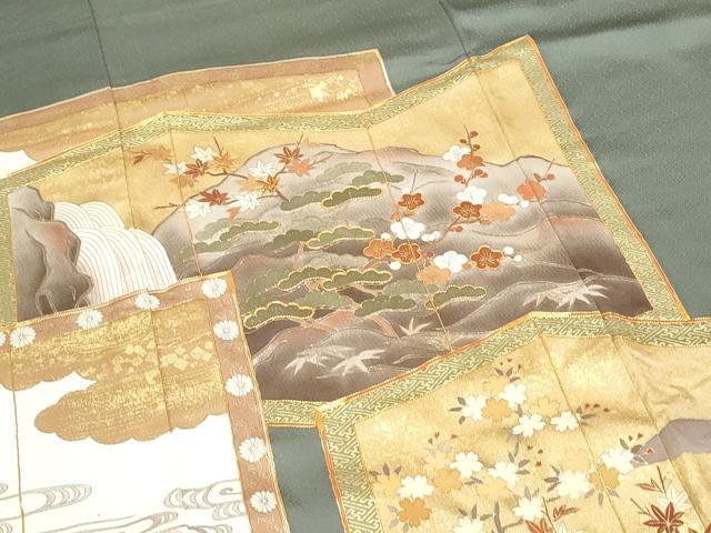 平和屋着物●豪華色留袖　駒刺繍　屏風松梅文　金彩　正絹　逸品　CABI1489th