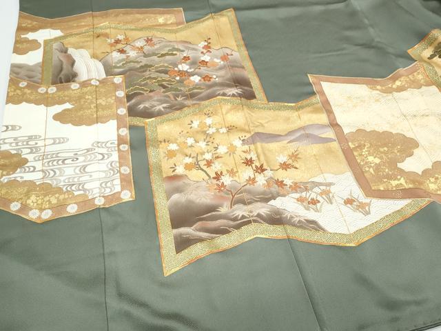 平和屋着物●豪華色留袖　駒刺繍　屏風松梅文　金彩　正絹　逸品　CABI1489th