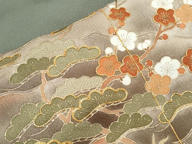 平和屋着物●豪華色留袖　駒刺繍　屏風松梅文　金彩　正絹　逸品　CABI1489th
