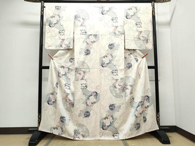 平和屋着物●上質な小紋　地紙雪輪花文　金彩　正絹　逸品　CABI1490th
