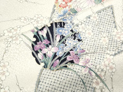 平和屋着物●上質な小紋　地紙雪輪花文　金彩　正絹　逸品　CABI1490th