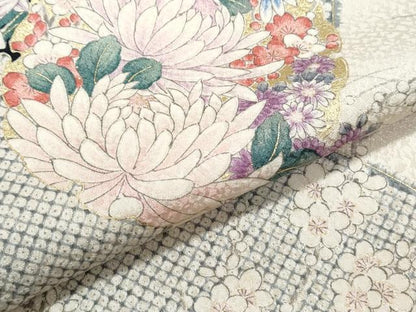 平和屋着物●上質な小紋　地紙雪輪花文　金彩　正絹　逸品　CABI1490th