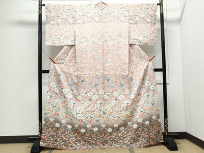 平和屋着物●訪問着　草花文　暈し染め　正絹　逸品　CABI1491th