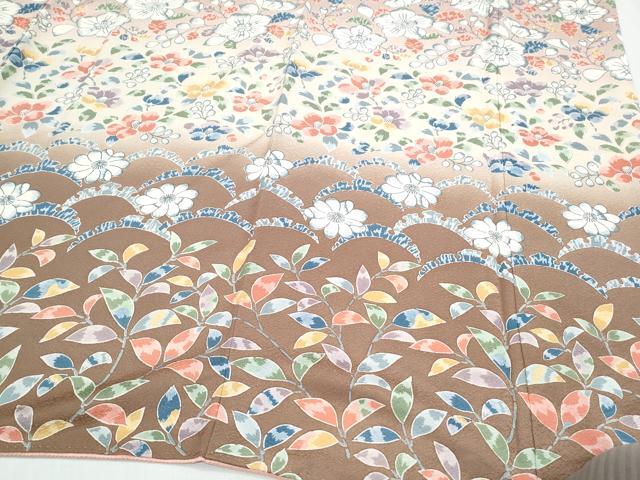 平和屋着物●訪問着　草花文　暈し染め　正絹　逸品　CABI1491th