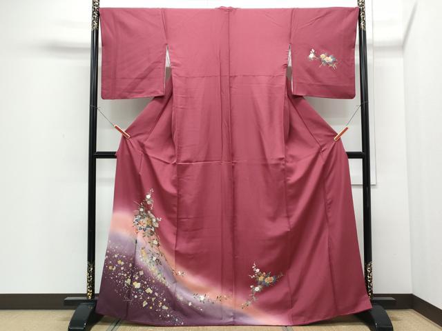 平和屋着物●訪問着　地紙花文　暈し染め　金銀彩　正絹　逸品　CABI1492th