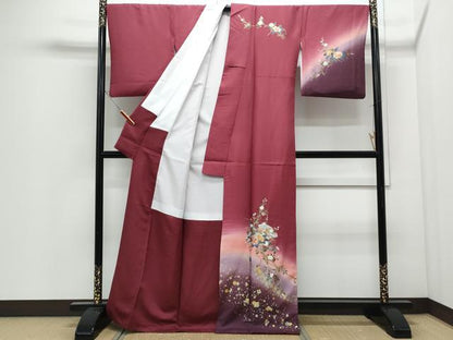 平和屋着物●訪問着　地紙花文　暈し染め　金銀彩　正絹　逸品　CABI1492th