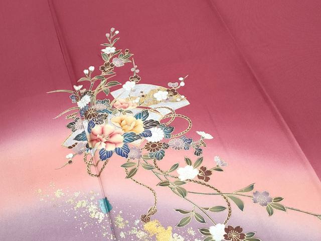 平和屋着物●訪問着　地紙花文　暈し染め　金銀彩　正絹　逸品　CABI1492th
