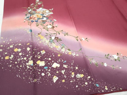 平和屋着物●訪問着　地紙花文　暈し染め　金銀彩　正絹　逸品　CABI1492th