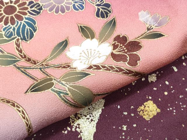 平和屋着物●訪問着　地紙花文　暈し染め　金銀彩　正絹　逸品　CABI1492th