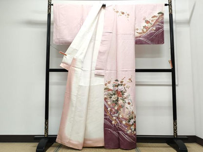 平和屋着物●訪問着　飛鶴花文　暈し染め　金彩　正絹　逸品　CABI1493th
