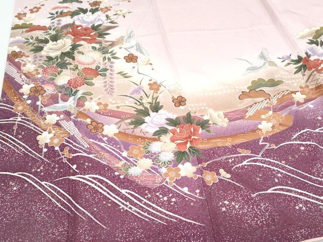 平和屋着物●訪問着　飛鶴花文　暈し染め　金彩　正絹　逸品　CABI1493th
