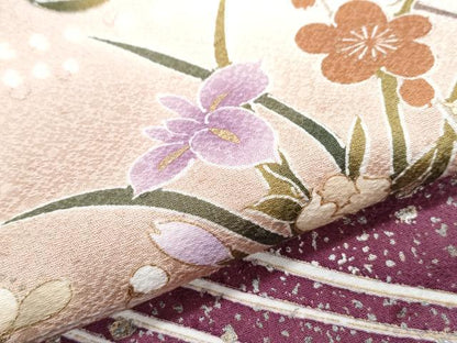 平和屋着物●訪問着　飛鶴花文　暈し染め　金彩　正絹　逸品　CABI1493th
