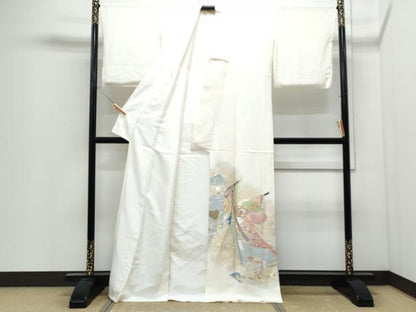 平和屋着物●豪華色留袖　寿光織　几帳草花文　金銀糸　背抜き仕立て　正絹　逸品　CABI1495th
