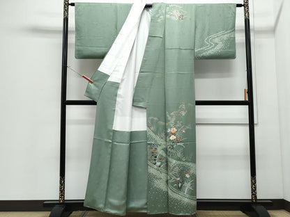 平和屋着物●訪問着　絞り　草花文　金銀彩　正絹　逸品　CABI1496th