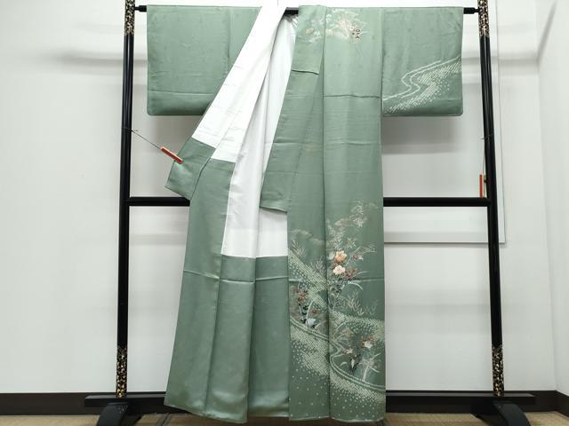 平和屋着物●訪問着　絞り　草花文　金銀彩　正絹　逸品　CABI1496th