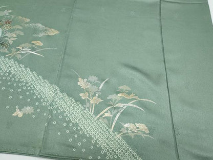 平和屋着物●訪問着　絞り　草花文　金銀彩　正絹　逸品　CABI1496th