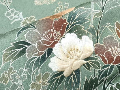 平和屋着物●訪問着　絞り　草花文　金銀彩　正絹　逸品　CABI1496th