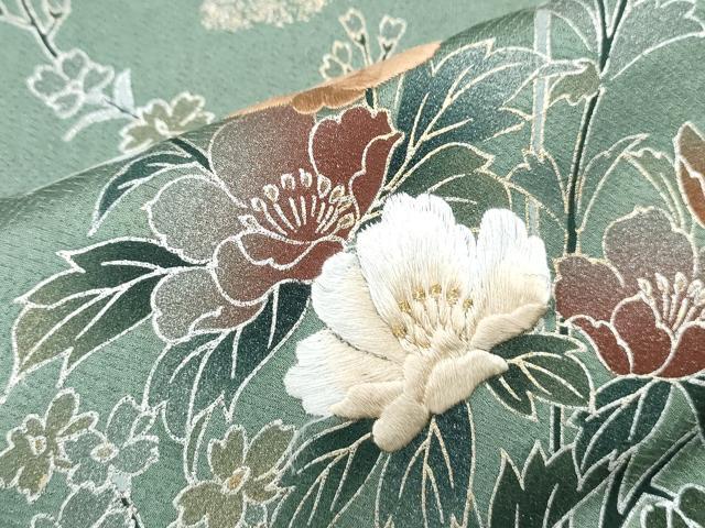 平和屋着物●訪問着　絞り　草花文　金銀彩　正絹　逸品　CABI1496th