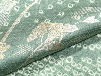 平和屋着物●訪問着　絞り　草花文　金銀彩　正絹　逸品　CABI1496th