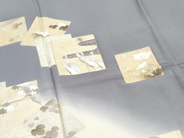 平和屋着物●豪華色留袖　駒刺繍　色紙重ね飛鶴草花文　暈し染め　金彩　正絹　逸品　CABI1497th