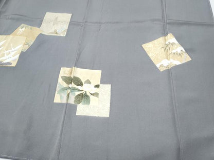 平和屋着物●豪華色留袖　駒刺繍　色紙重ね飛鶴草花文　暈し染め　金彩　正絹　逸品　CABI1497th