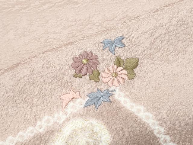 平和屋着物●訪問着　絞り　刺繍　道長花紋　金彩　正絹　逸品　CABI1499th