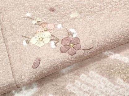 平和屋着物●訪問着　絞り　刺繍　道長花紋　金彩　正絹　逸品　CABI1499th